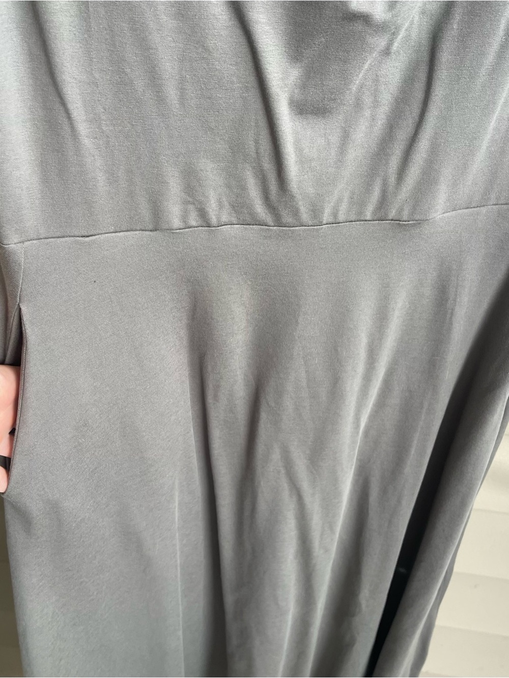 Pact Organic Cotton Gray Sleeveless Mock Neck Fit Flare Midi Dress Womens L - Picture 4 of 10